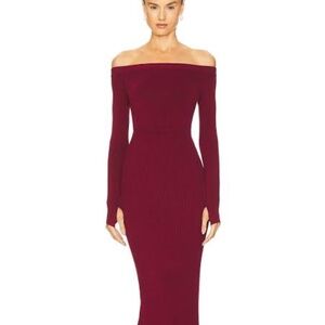Michael Costello x REVOLVE Off Shoulder Bodycon Maxi Dress in Maroon